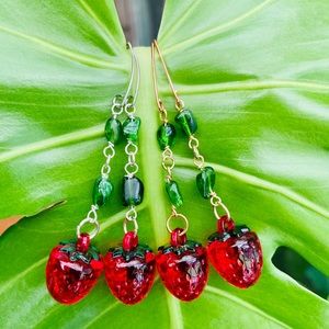 Strawberry Diopside drop earrings